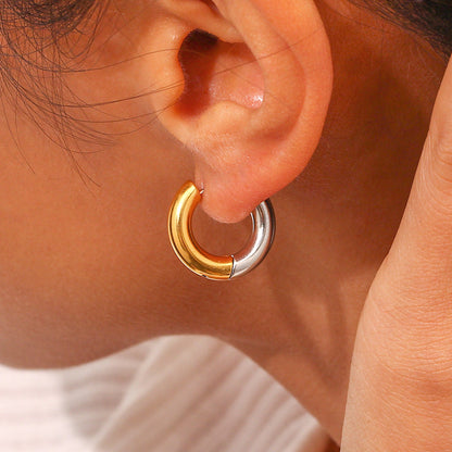 Ingrid Dual Tone Hoop Earring