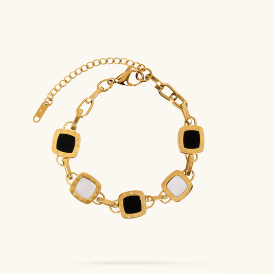 Square Monochrome Clip Chain Bracelet - Gold