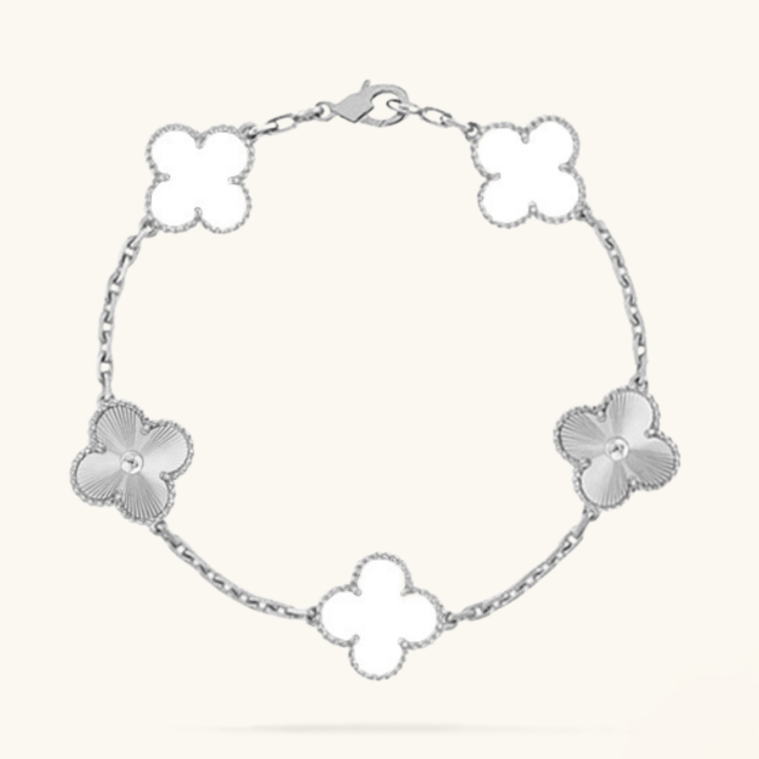 CLOVER | White/Silver Bracelet