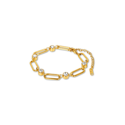 Oval Link Stone Bracelet - Gold