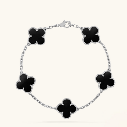 CLOVER | Black/Silver Bracelet