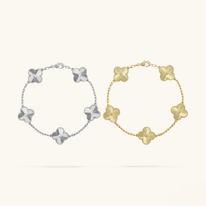 2-Piece Clover Bracelet Set - Silver/Gold