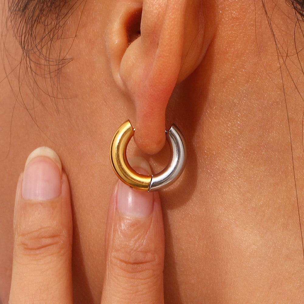 Ingrid Dual Tone Hoop Earring