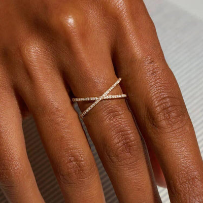 Nia Gold Diamond Cross Ring