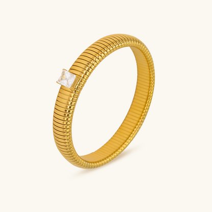 Chunky Stone Bangle - Gold