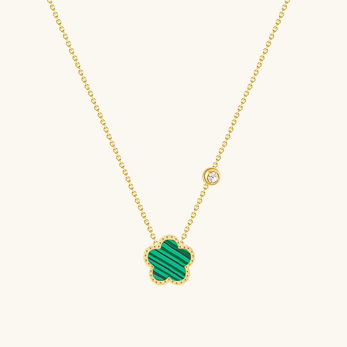 Quadrofolio Pendant Necklace - Gold/Green