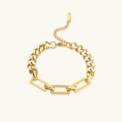 Contrast Mix Clip Cuban Bracelet - Gold