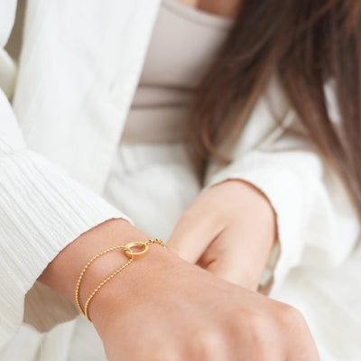 Tennis Box Pendant Bracelet - Gold 