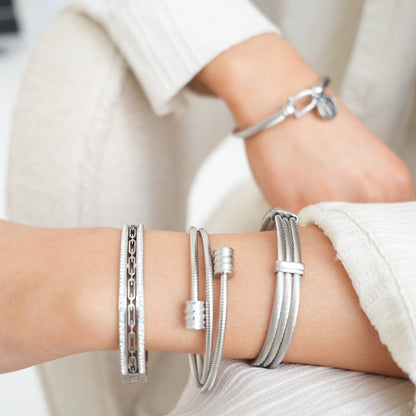 Ivy Stone Bangle Bracelet - Silver