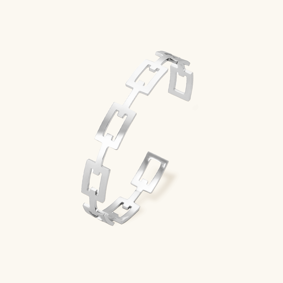 Geometric Bangle Bracelet - Silver