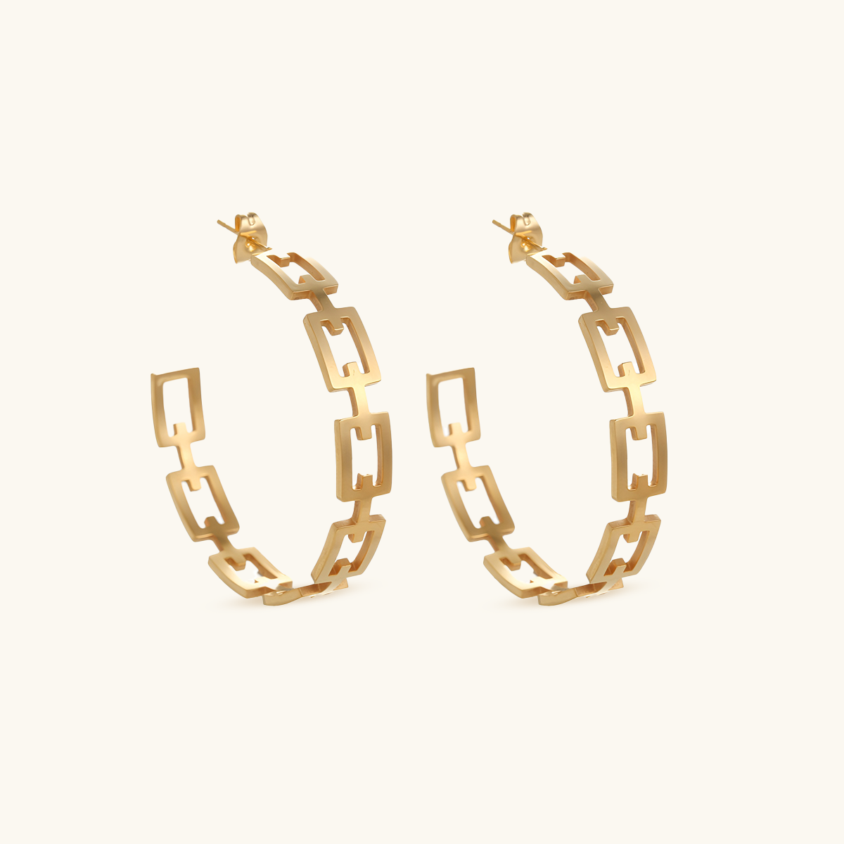 Geometric Hoop Earrings 18K Gold Plated - Gold