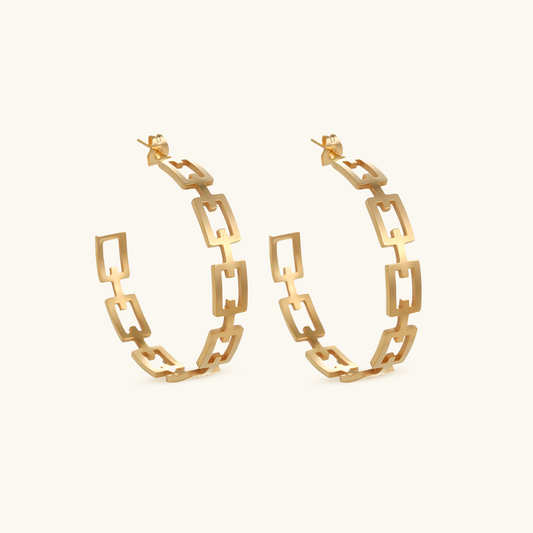 Geometric Hoop Earrings 18K Gold Plated - Gold