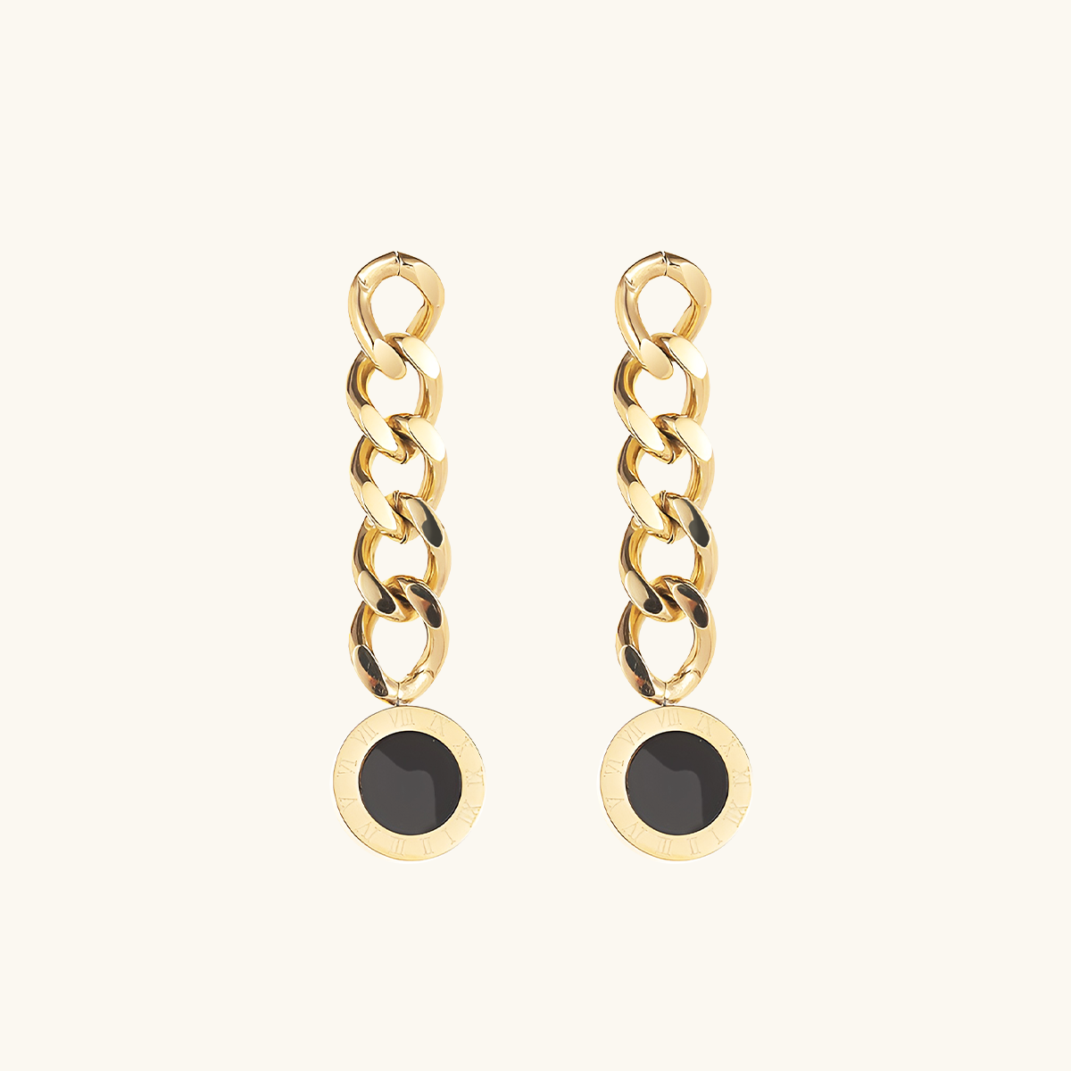 Latin Onyx Cuban Dangle Earrings - Gold