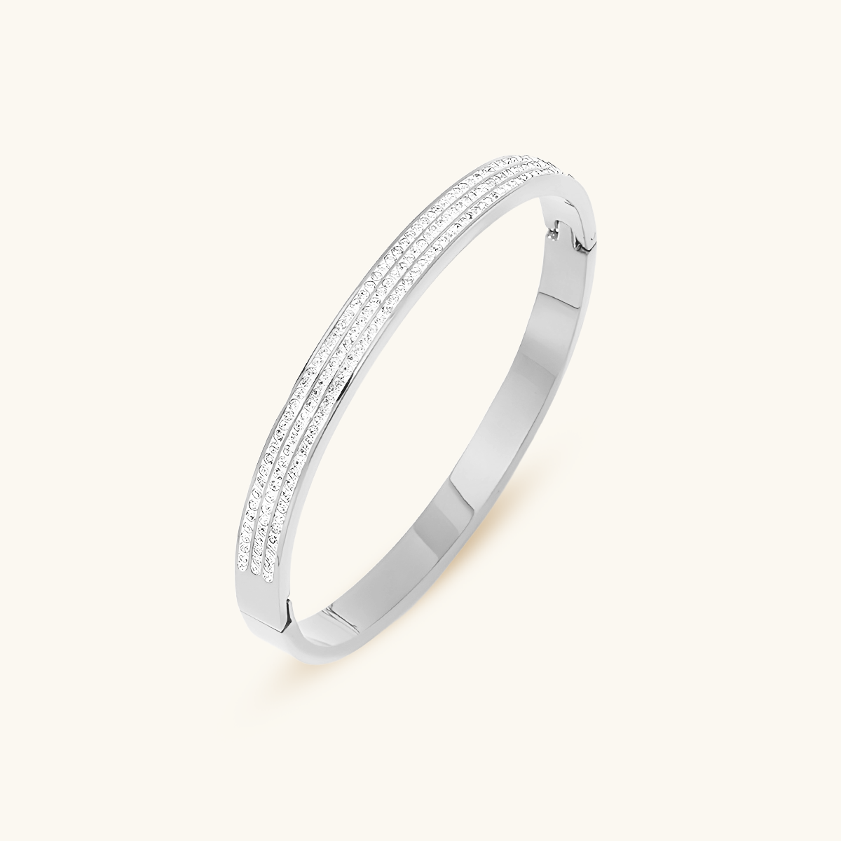 Luxe Stone Bangle Bracelet - Silver