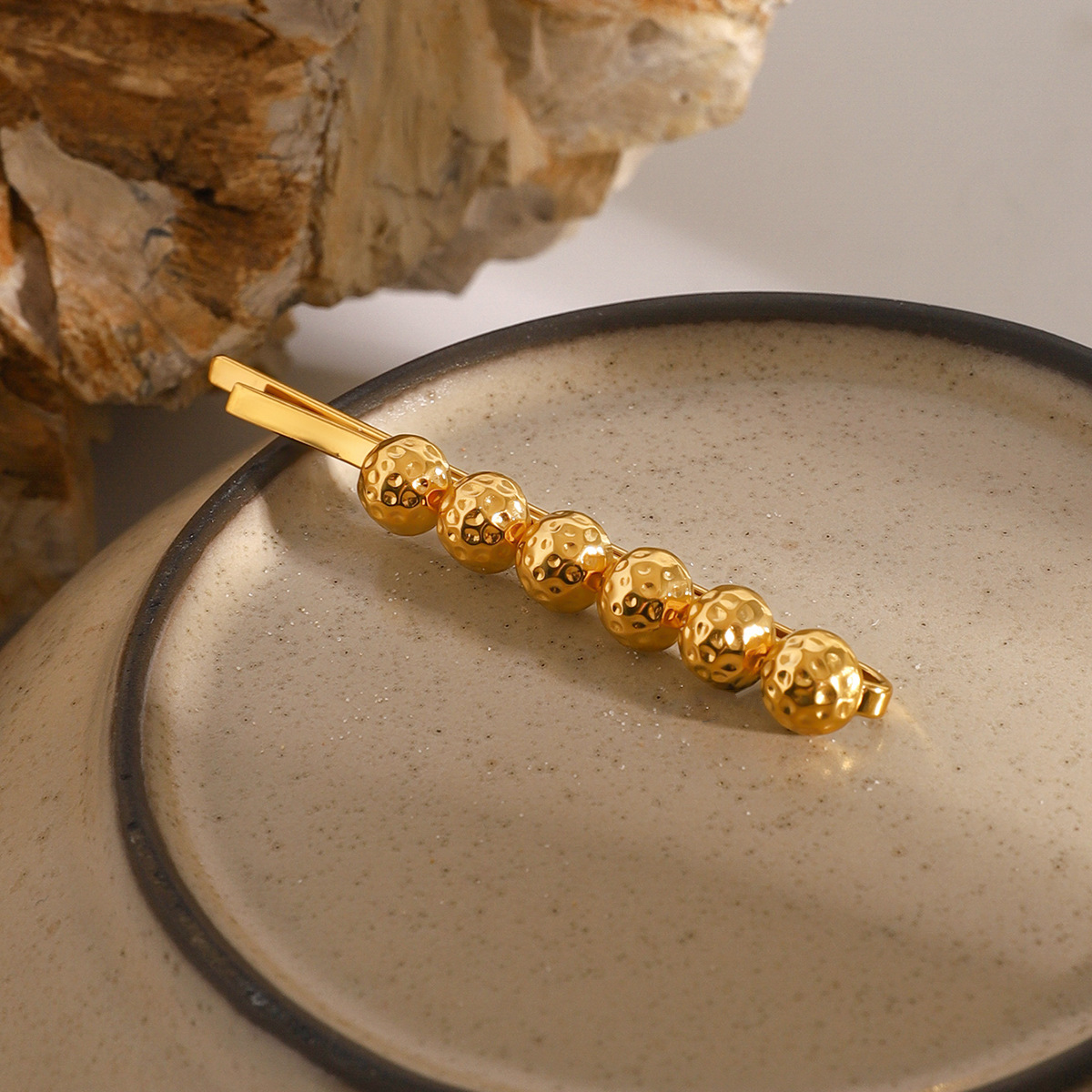 Coral Beads Gold French Pin