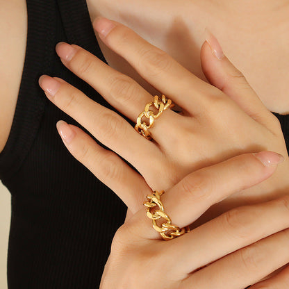 Adjustable Size Curb Ring - Gold