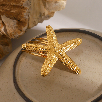 Dewdrop Starfish Gold Hair Comb