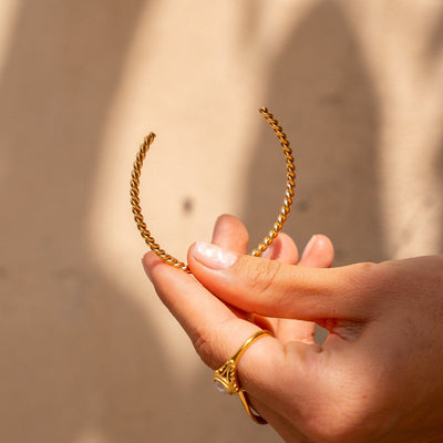 Spiral Bangle Bracelet - Gold