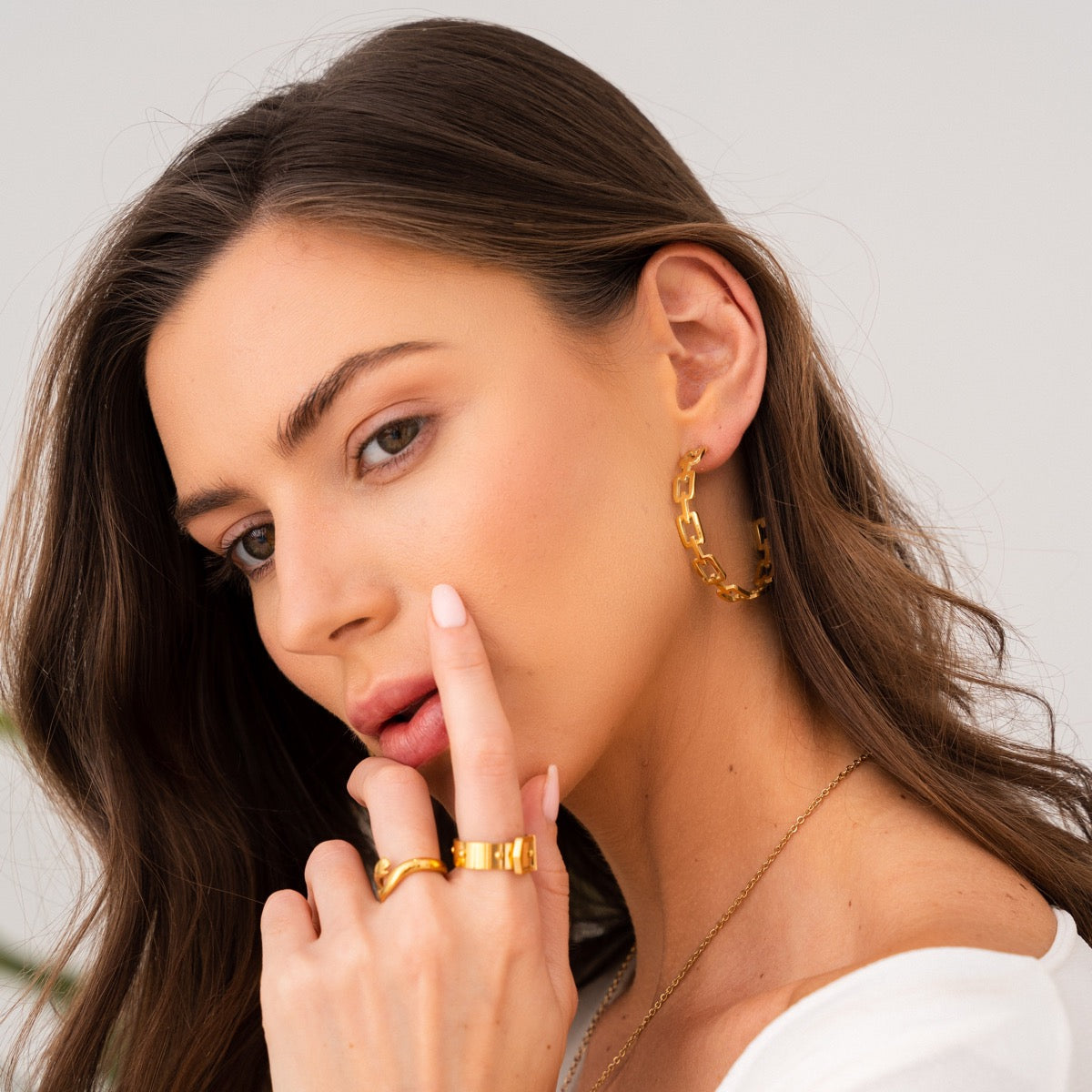 Geometric Hoop Earrings 18K Gold Plated - Gold