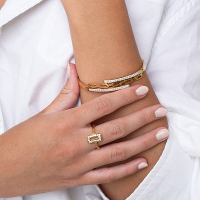 Margot Stone Bangle Bracelet - Gold