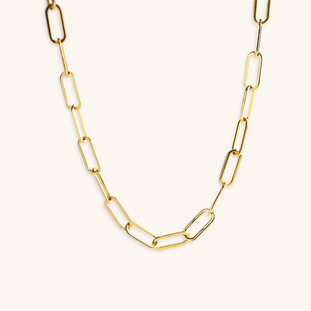 Ria Gold Paperclip Chain Necklace