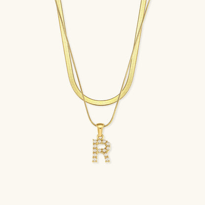 Fiona Layered Gold Initial Letter Necklace