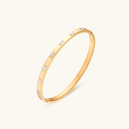 Rectangle Stone Bangle - Gold