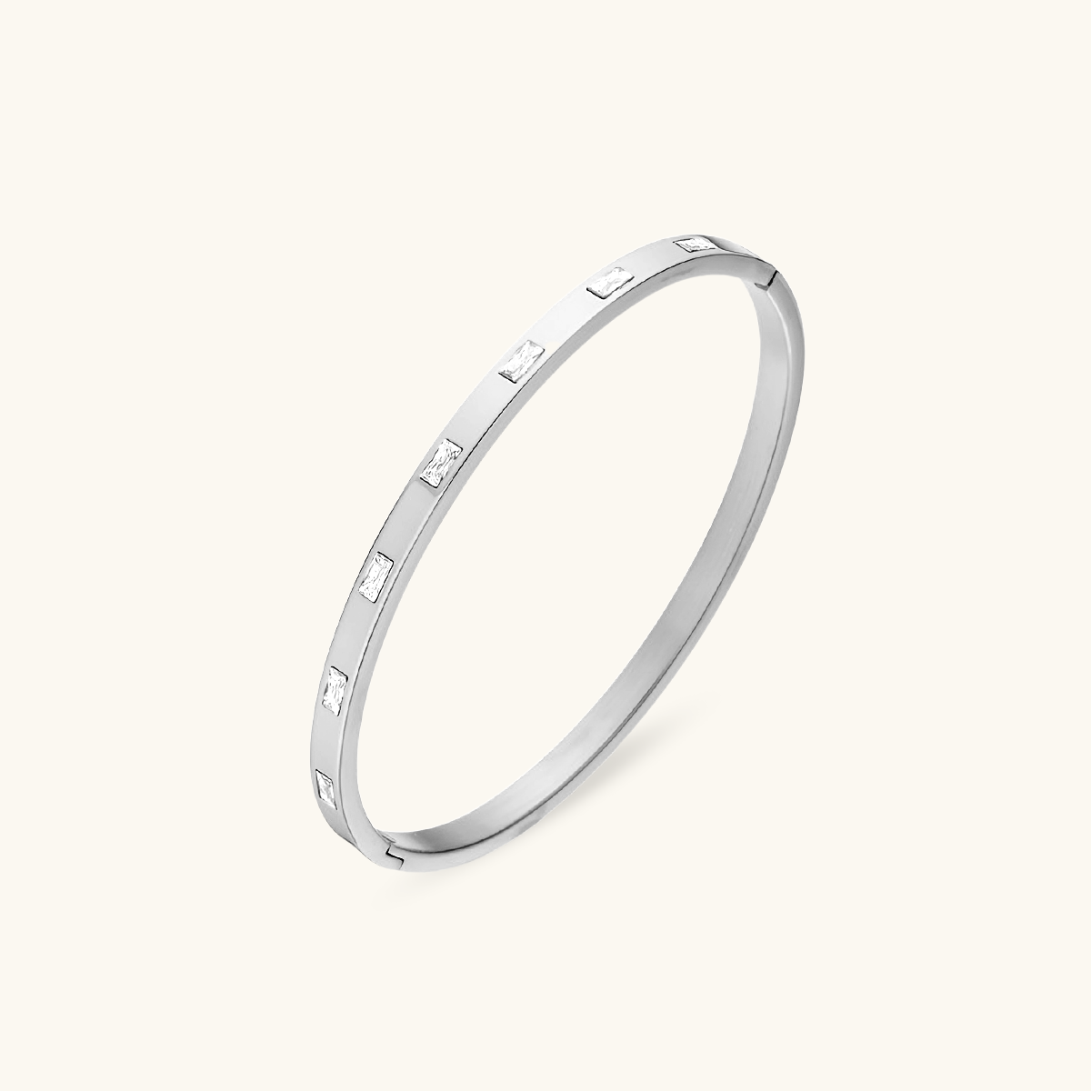 Rectangle Stone Bangle - Silver