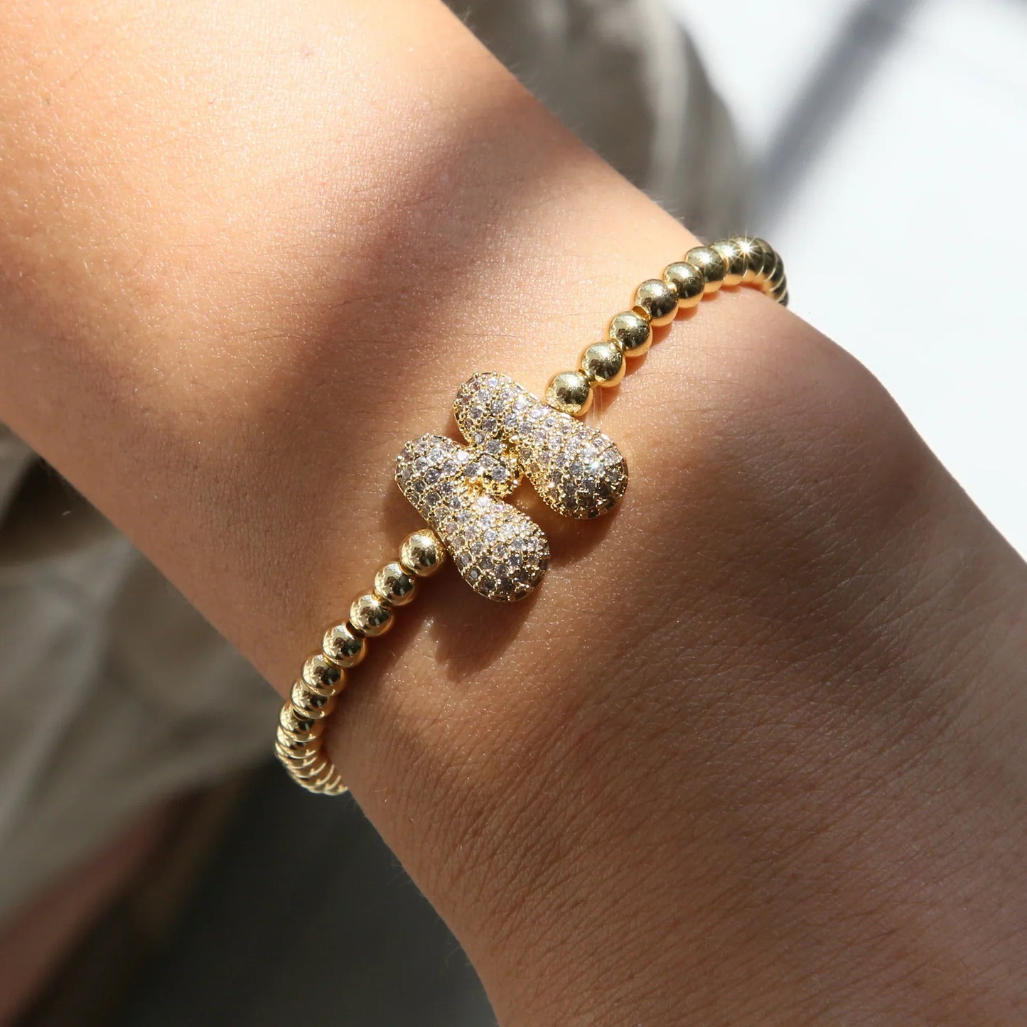 Bubble Initial Diamond Bracelet