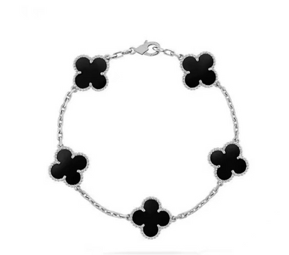 CLOVER | Black/Silver Bracelet