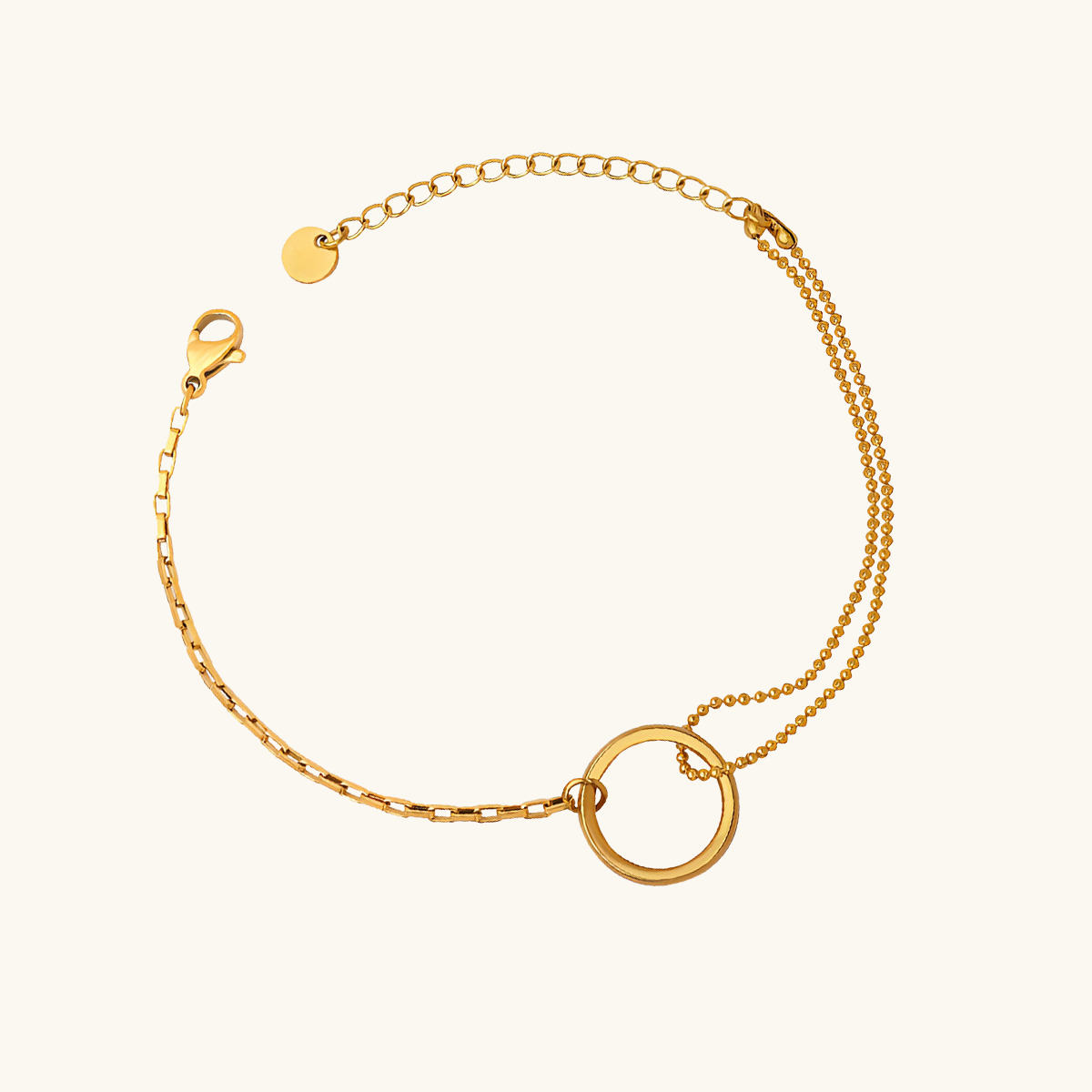 Tennis Box Pendant Bracelet - Gold