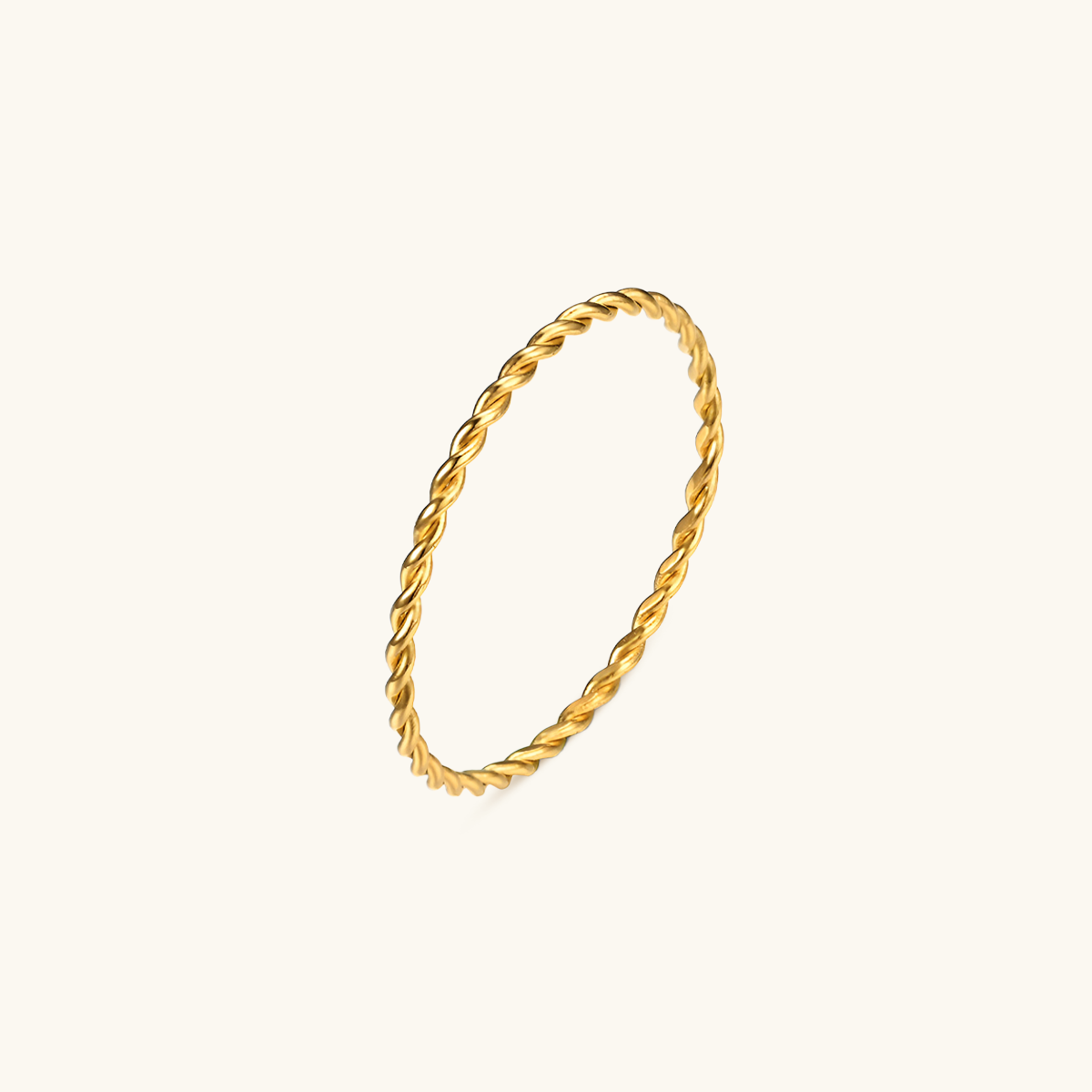 Thin Rope Twist Chain Ring - Gold 