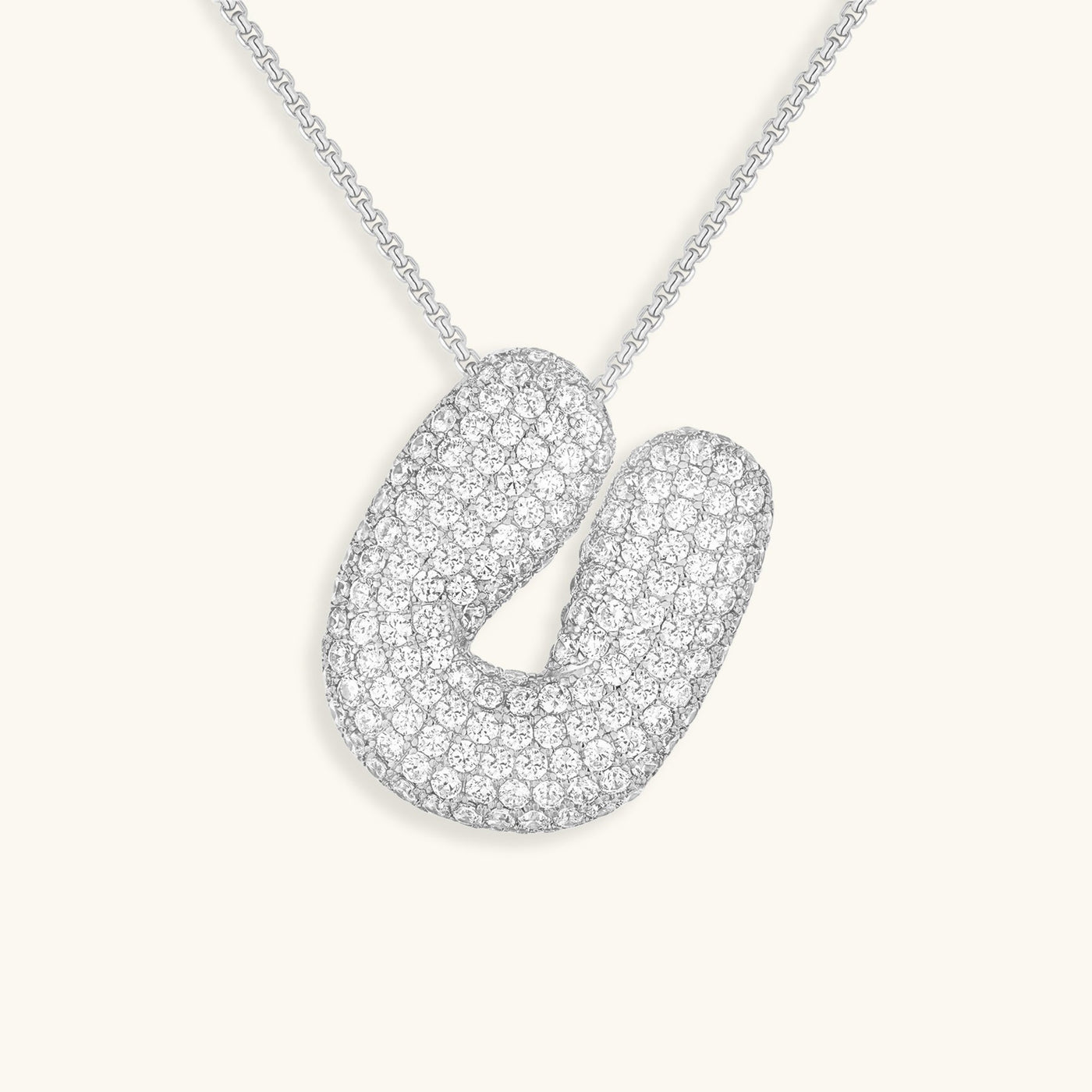 Bubble Initial Diamond Necklace