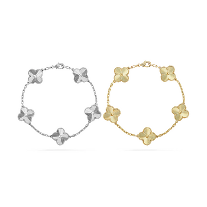 2-Piece Clover Bracelet Set - Silver/Gold