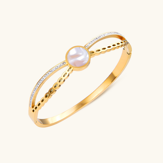 Venus Stone Bangle Bracelet - Gold