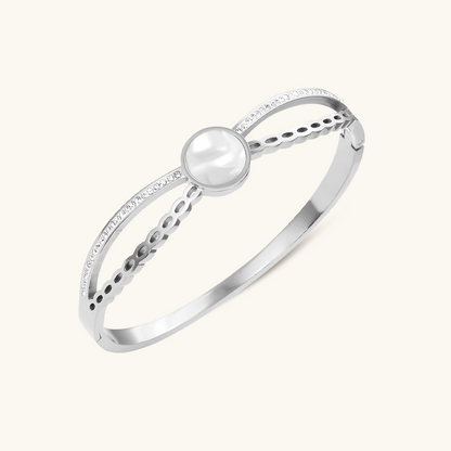 Venus Stone Bangle Bracelet - Silver