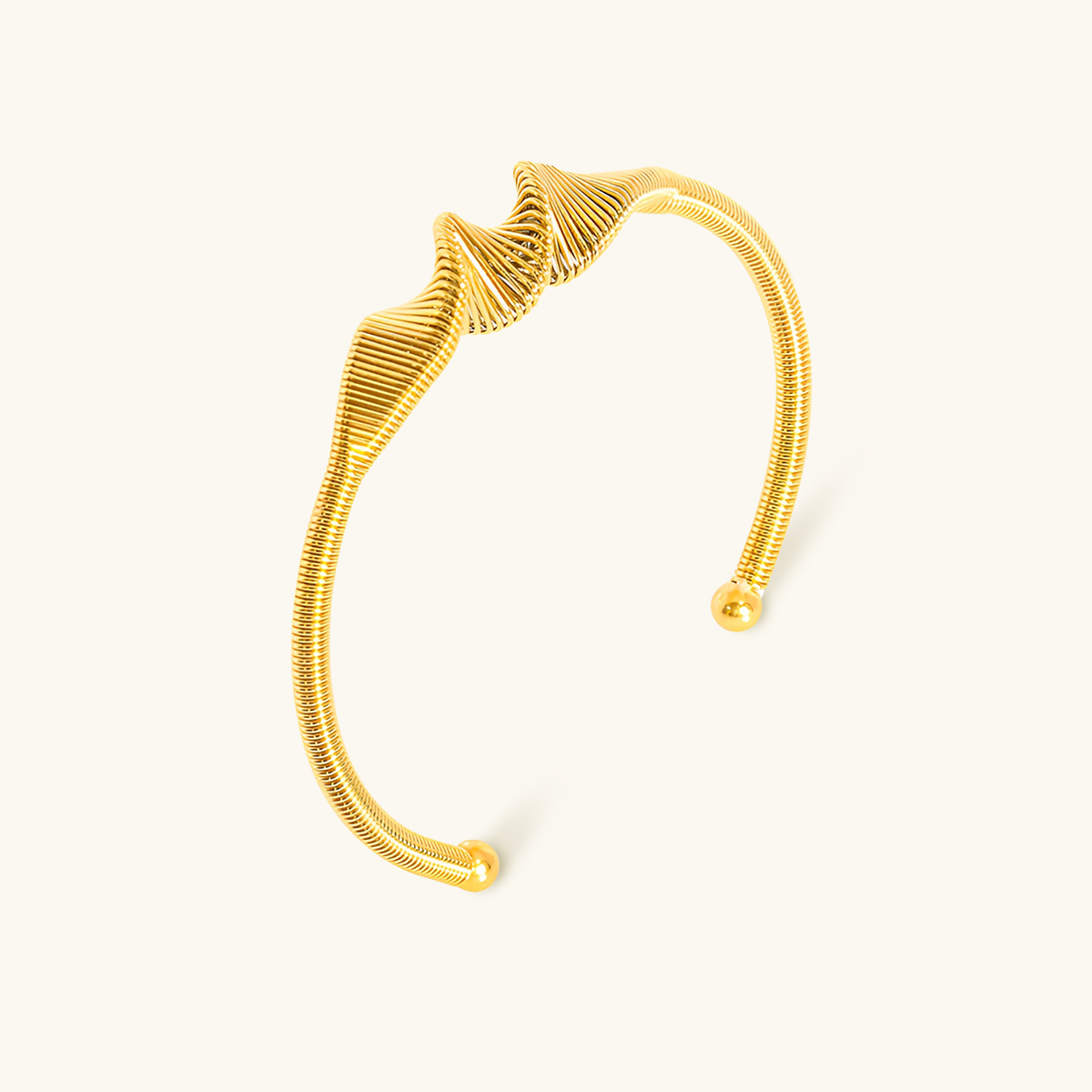 Wave Bangle Bracelet - Gold