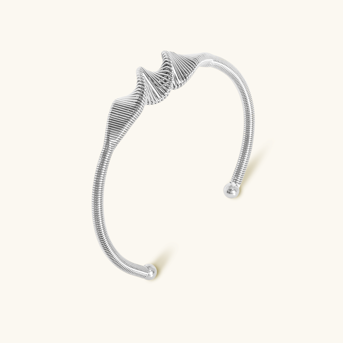 Wave Bangle Bracelet - Silver