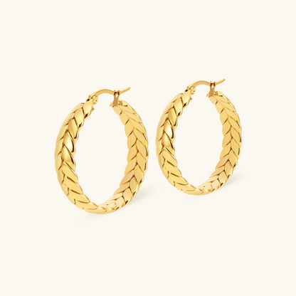 Woven Hoop Earrings - 18k Gold Plated