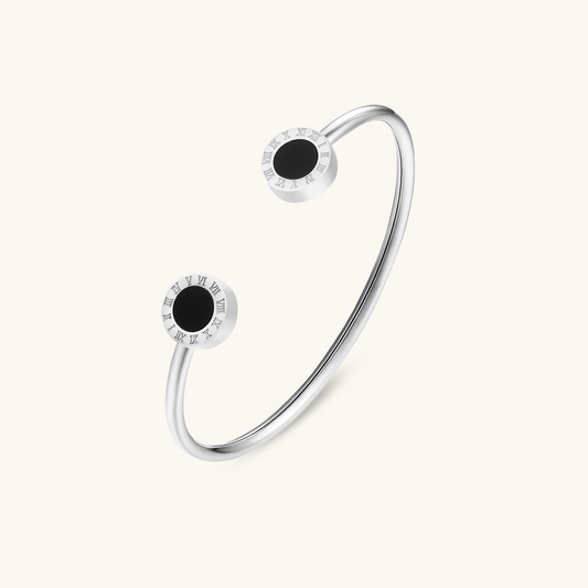 Onyx bangle bracelet-silver